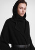 Ribbed wool hoodie bib black