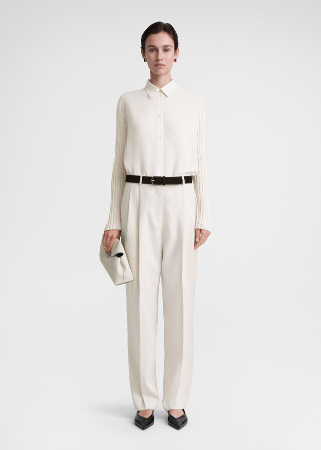 Double-pleated tailored trousers snow