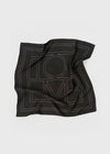 Embroidered monogram silk scarf black