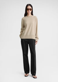 Crew-neck cashmere knit fawn