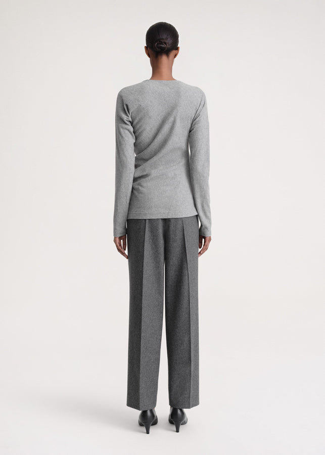 Twisted flannel top light grey mélange