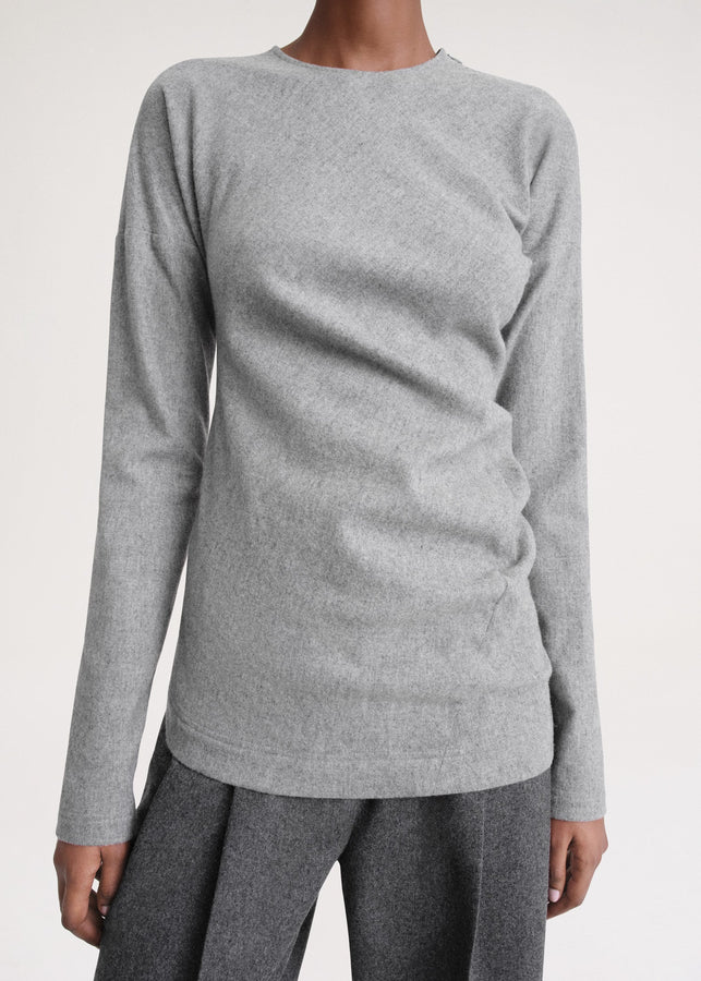 Twisted flannel top light grey mélange