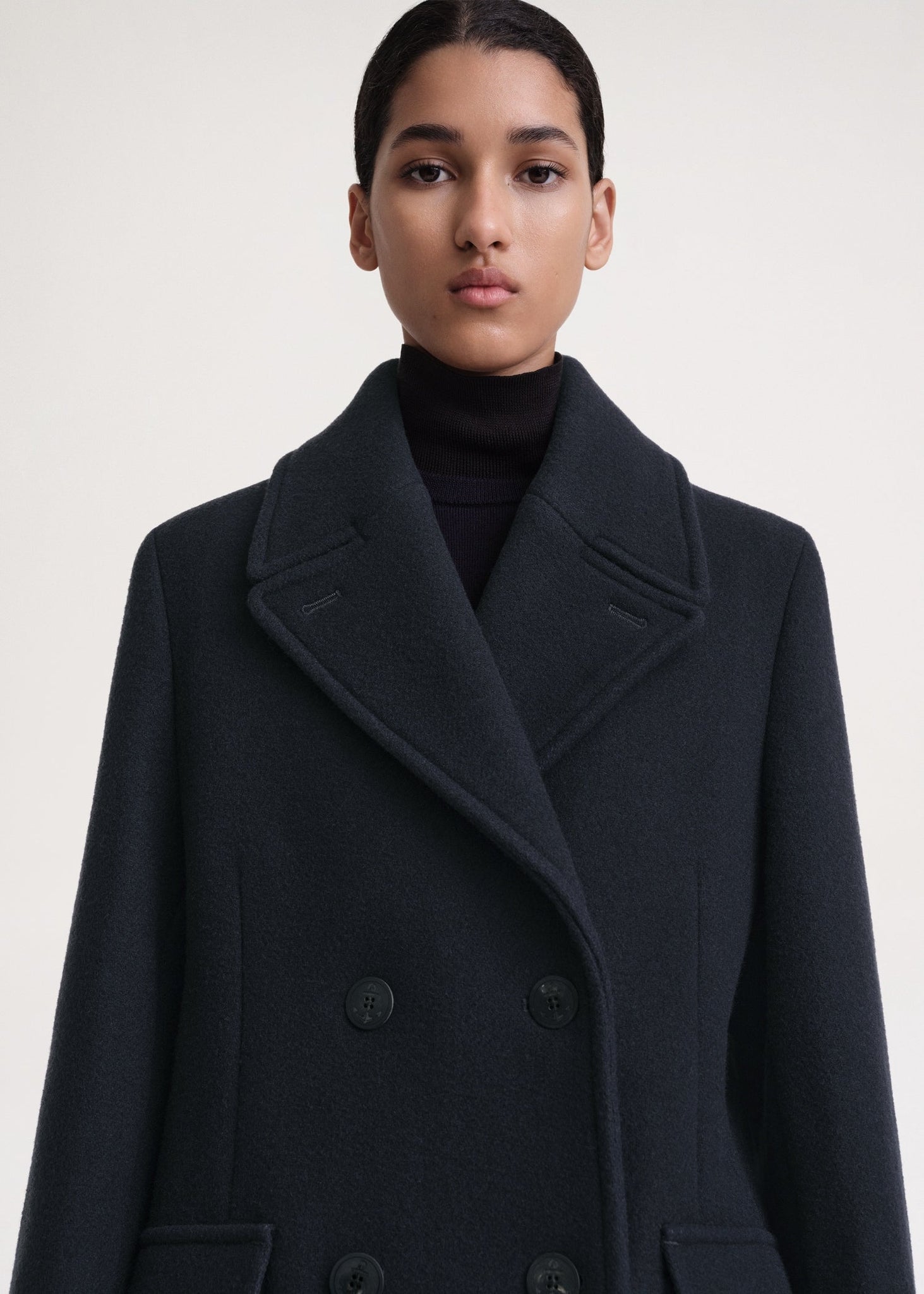 Soft felted wool peacoat navy – TOTEME