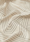 Striped embroidered monogram silk scarf creme